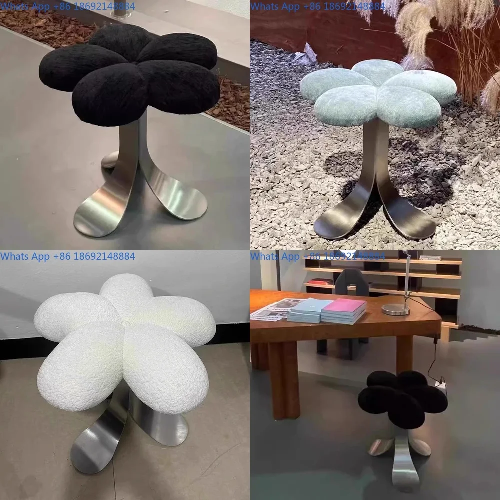 

Luxury minimalist dressing stool for bedroom stainless steel home round chair