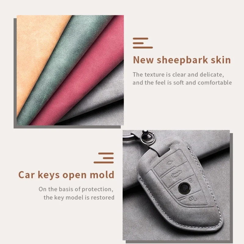 Leather Car Remote Key Case Cover for Bmw F20 G20 G30 X1 X3 X4 X5 G05 X6 X7 G11 F15 F16 G01 G02 F48 1 2 3 4 5 6 7 Series