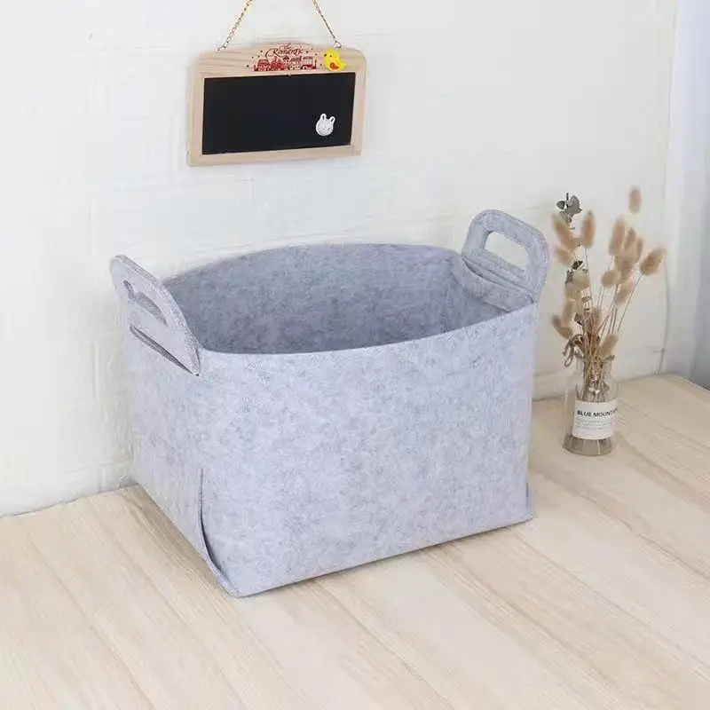 Nordic Felt Storage Basket Living Room Tea Table Black Gray Brown Sundries Storage Basket Cloth Felt Storage Box Bedroom Socks