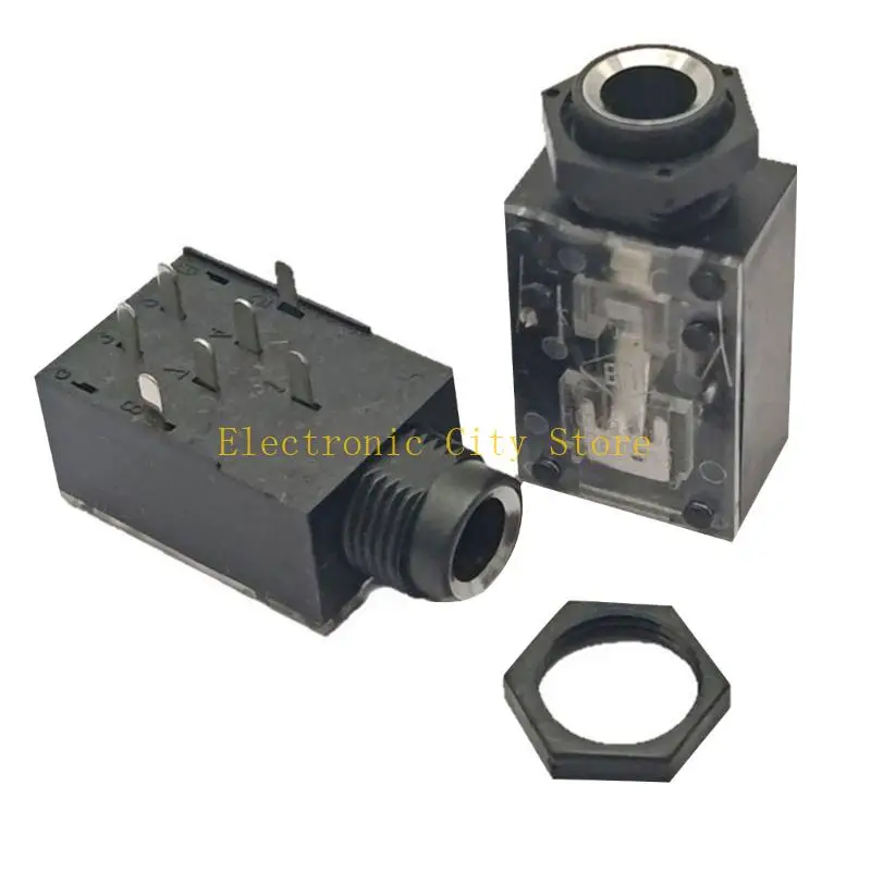 7Pin 6.35mm Female Sound Jacks Sockets Two Channel Microphones Amplifiers Connectors HU8D