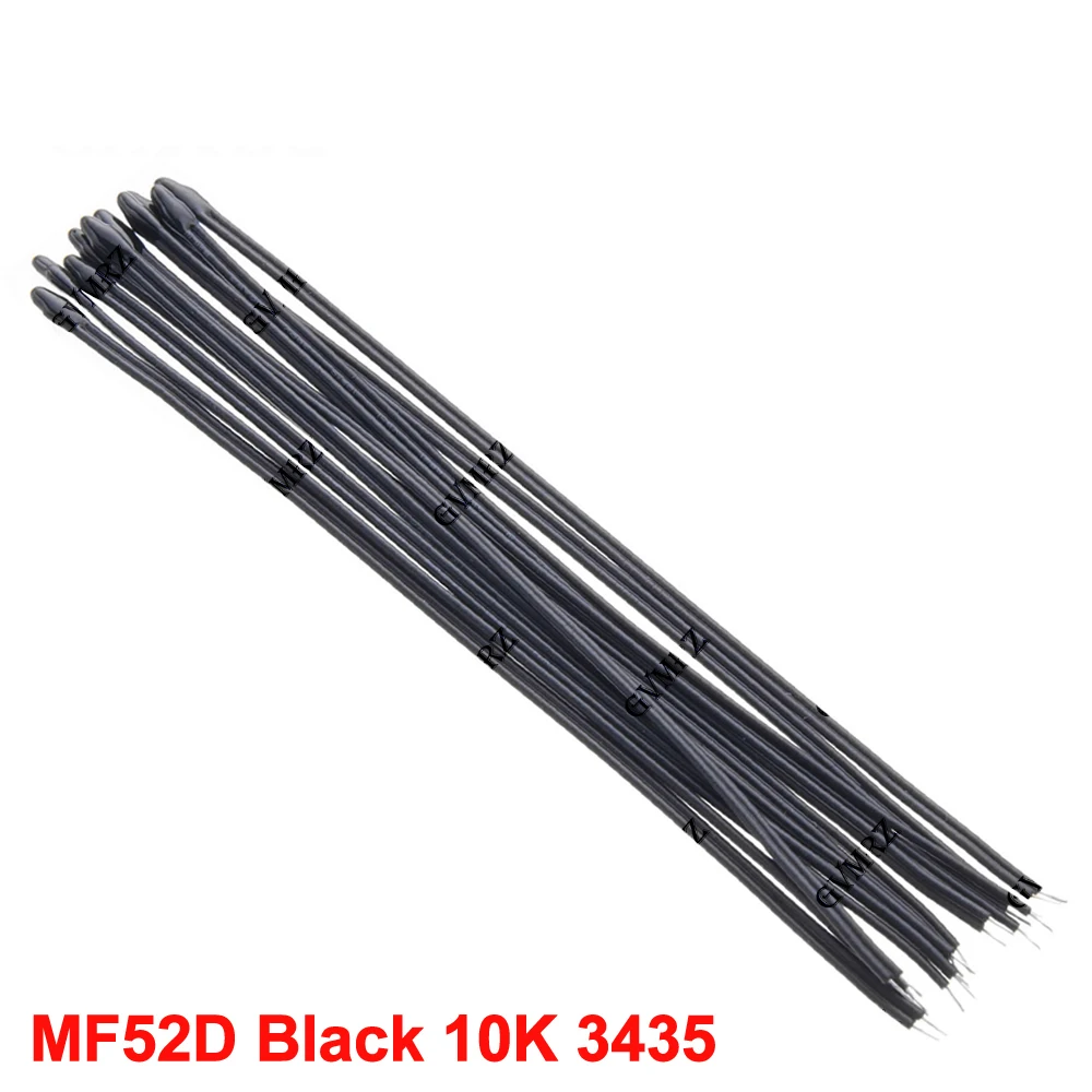 10PCS MF52D/MF52B Wired NTC Thermistor 1% 10CM Lead 10K 100K 3435 3950 Black/ Red 10K 3435/3950 100K 3950