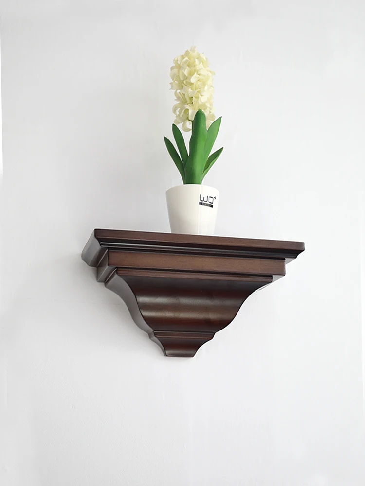 European Solid Wood Floating Shelf, Wall-Mounted Rustic Bracket, Decorative Wall Panel for Living Room or Kitchen