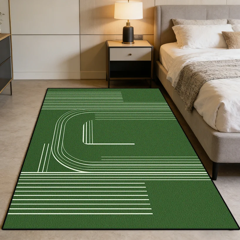 

Green Modern Geometric Living Room Fluffy Carpet Decoration Bedroom Office Antiskid Rug Easy Clean Resilient Tables Chairs Mats