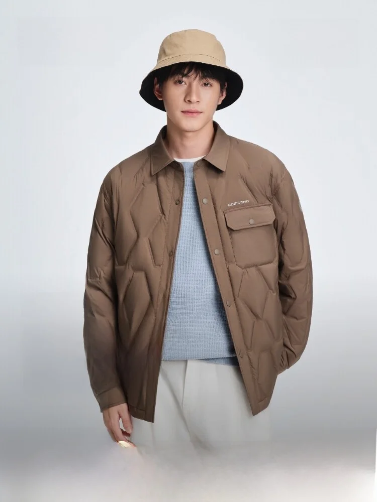 

Мужская пуховая куртка Bosideng с воротником-рубашкой, теплая, модная, простая, для повседневной носки, легкая, с государственной субсидией, новинка осени 2025 года