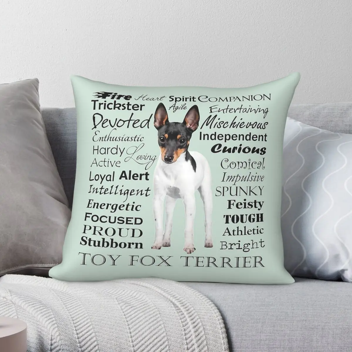 Toy Fox Terrier Traits Square Pillowcase Polyester Linen Velvet Pattern Zip Decorative Pillow Case Sofa Cushion Cover Wholesale