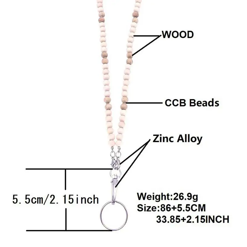 Милый ремешок для учителя, 34-дюймовый ремешок для учителя, держатель для бейджа из бисера, длинный ремешок для ключей с 2 держателями для удостоверения личности, красочный ремешок для ключей