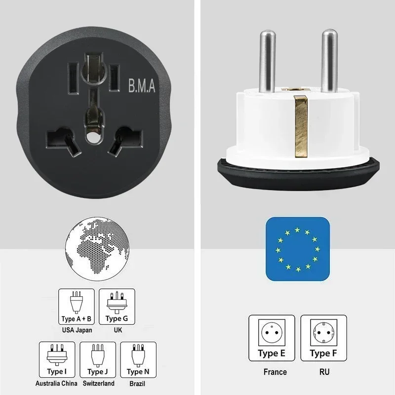 3/5/7 PCS FR AU US UK To EU Travel Adapter Universal Plug Converter High Quality Home Plug Adapter 16A 250V Wall Electric Socket