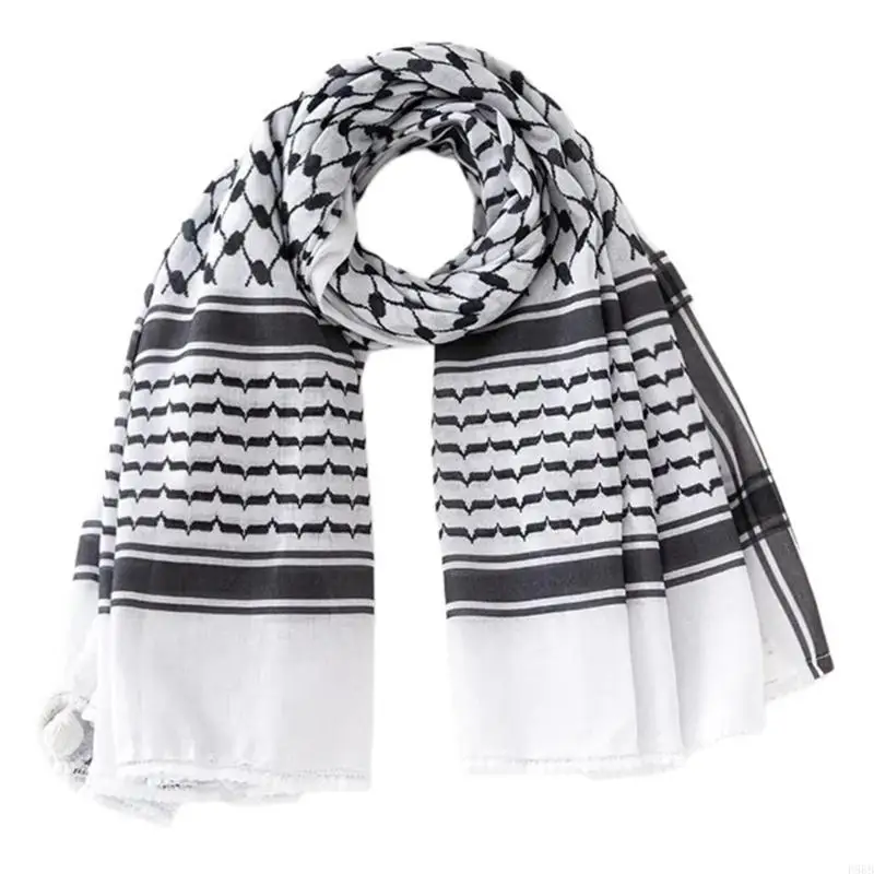 P88B Breathable Arab Shemagh Scarf Arabian Dubai Desert Neckwrap Ethnic Headcover Bandana Shoulder Shawl Muslims Headwraps