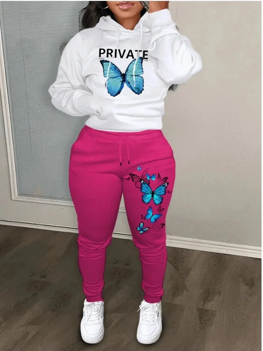 Women\'s Sets Hoodies Pants Suit 2-Piece Outfits Suit 2025 New Letter Print Aesthetics Sweatshirt and Sweatpants Ladies Tracksuit