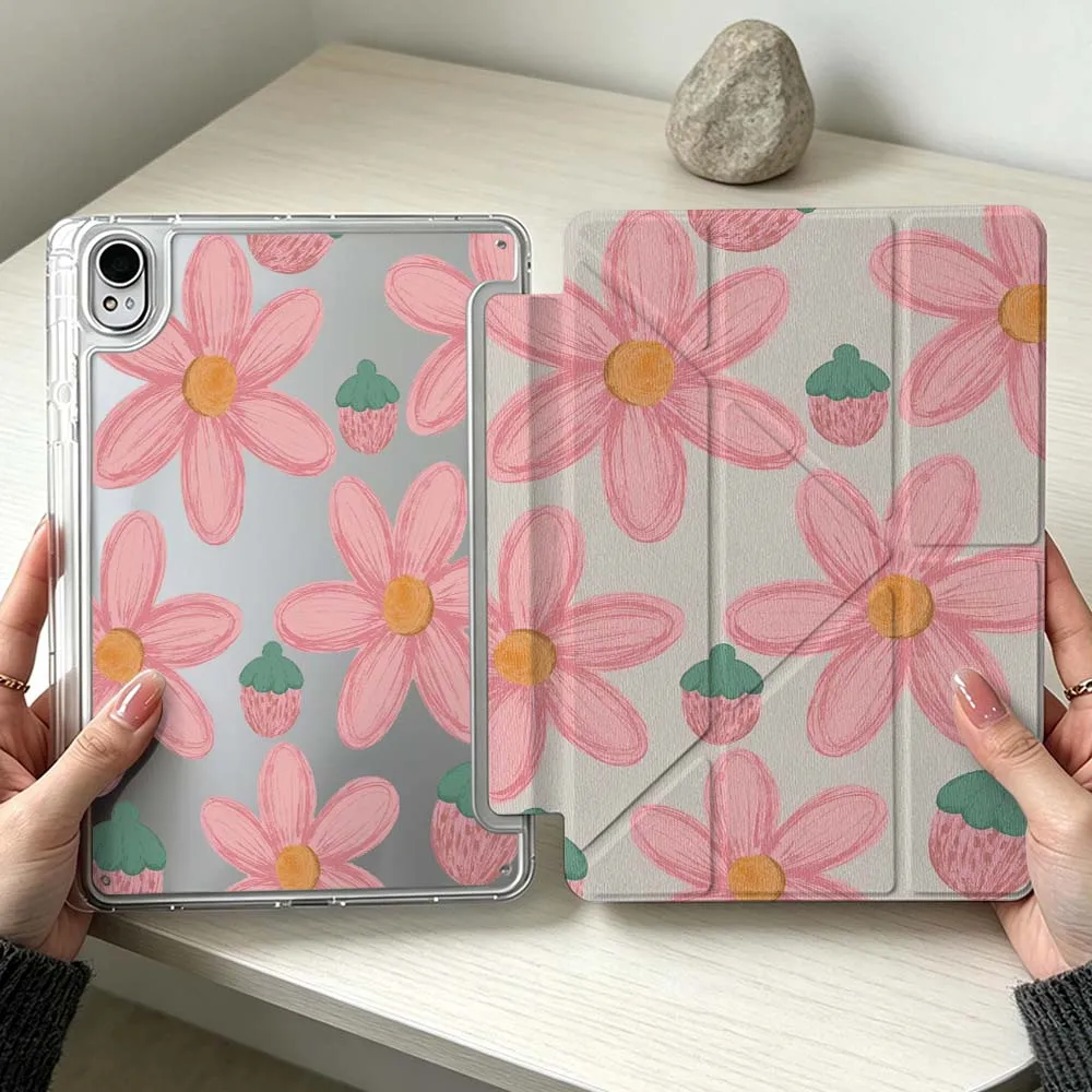 

Pink Flower Strawberry For Huawei MatePad Pro SE Air 12X Honor Pad 9 V9 GT X9a X9 Foldable 3Y Tablet Case Soft