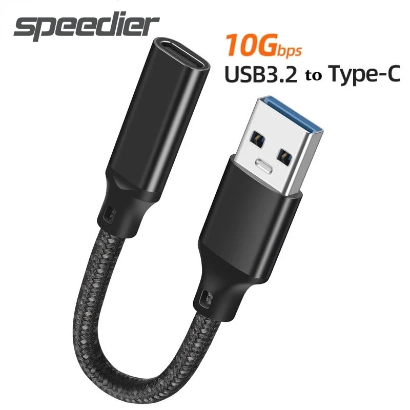 Short USB to Type C Cable Converter OTG USB Adapter Male USB A To Female Type C 10Gbs For U Disk Hard Drive Laptop Phone Carplay