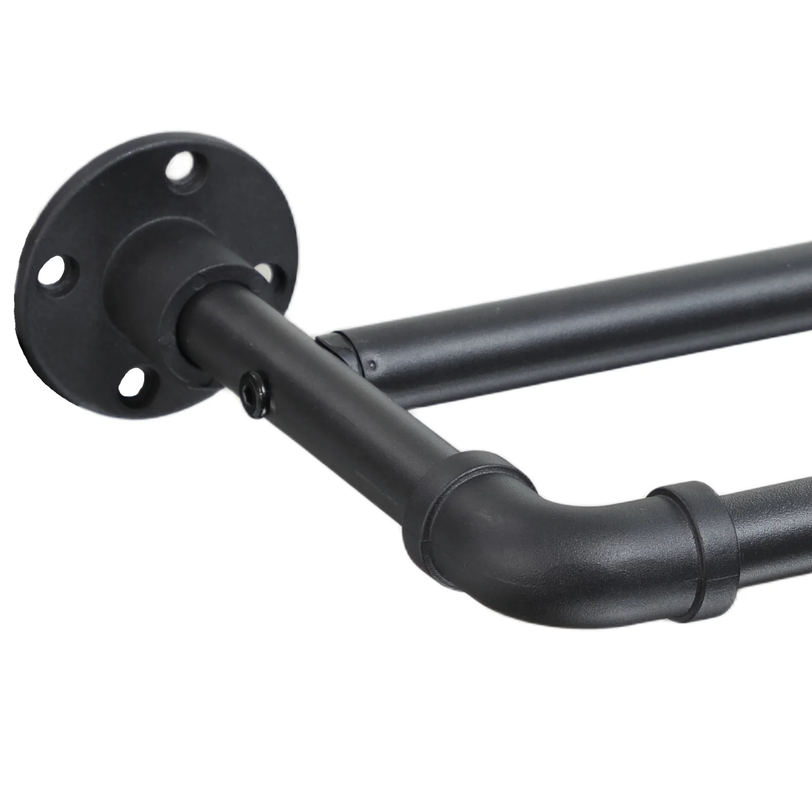 Industrial Double Curtain Rods for Windows, Adjustable Telescoping 1 Inch Black Double Curtain Rod Set Heavy Duty