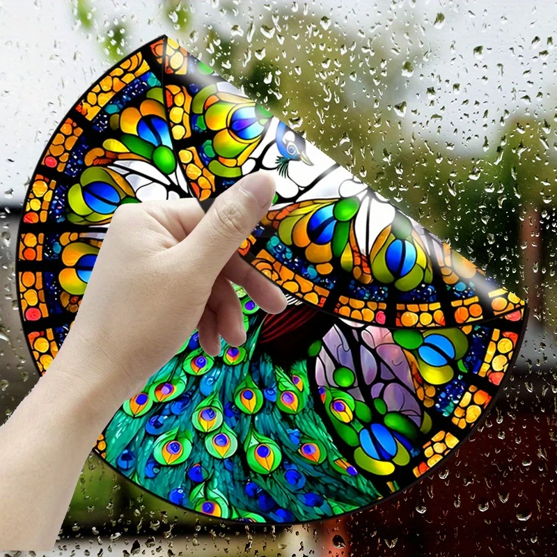 Peacock Car RV Home Window Glass Electrostatic Stickers Decoration Static Cling Glass Sticker Adhesive Free Window Sticker#5