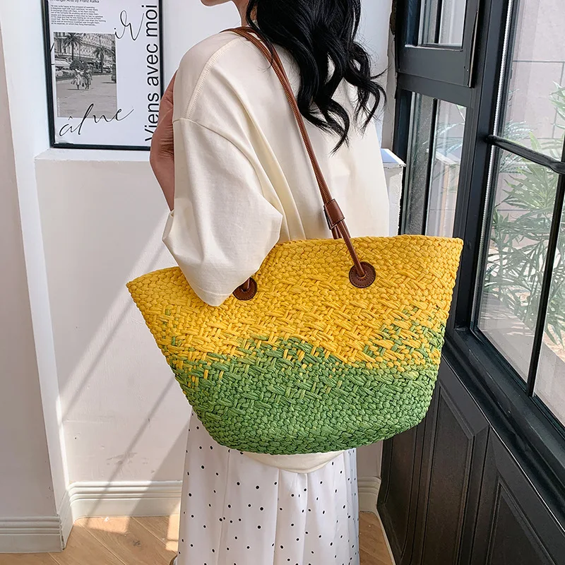 Casual Rattan Large Capacity Tote Designer Wicker Woven Women Handbags Summer Beach Bali Straw Bag Lady Travel Big Basket Purse - view 5