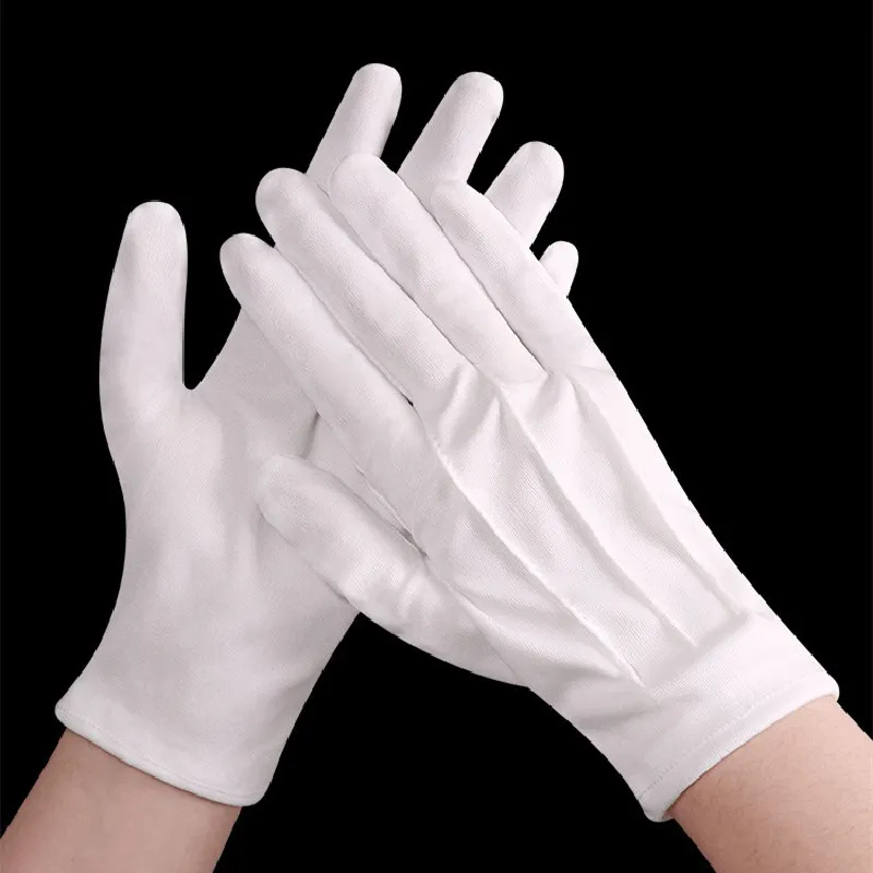 1 Pairs Full Finger Men Women Etiquette White Gloves Formal  Waiters/Drivers/Jewelry/Workers Mittens Jewelry Butler Glove