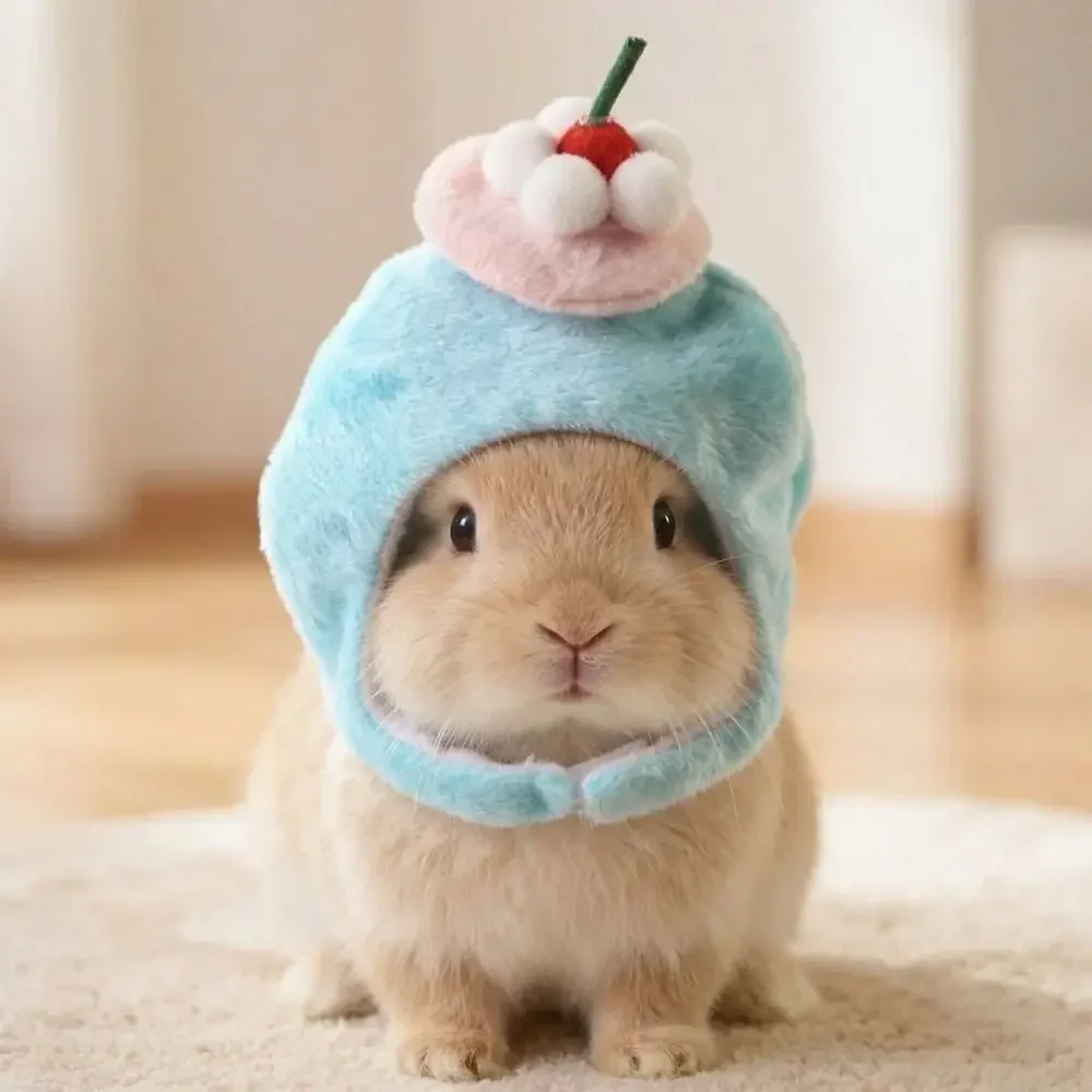 Lovely Accessories Cute Pet Head Hat Plush Elastic Noise Protection Dog Dress Up Cap Soft Warm Pet Costume Party Cosplay