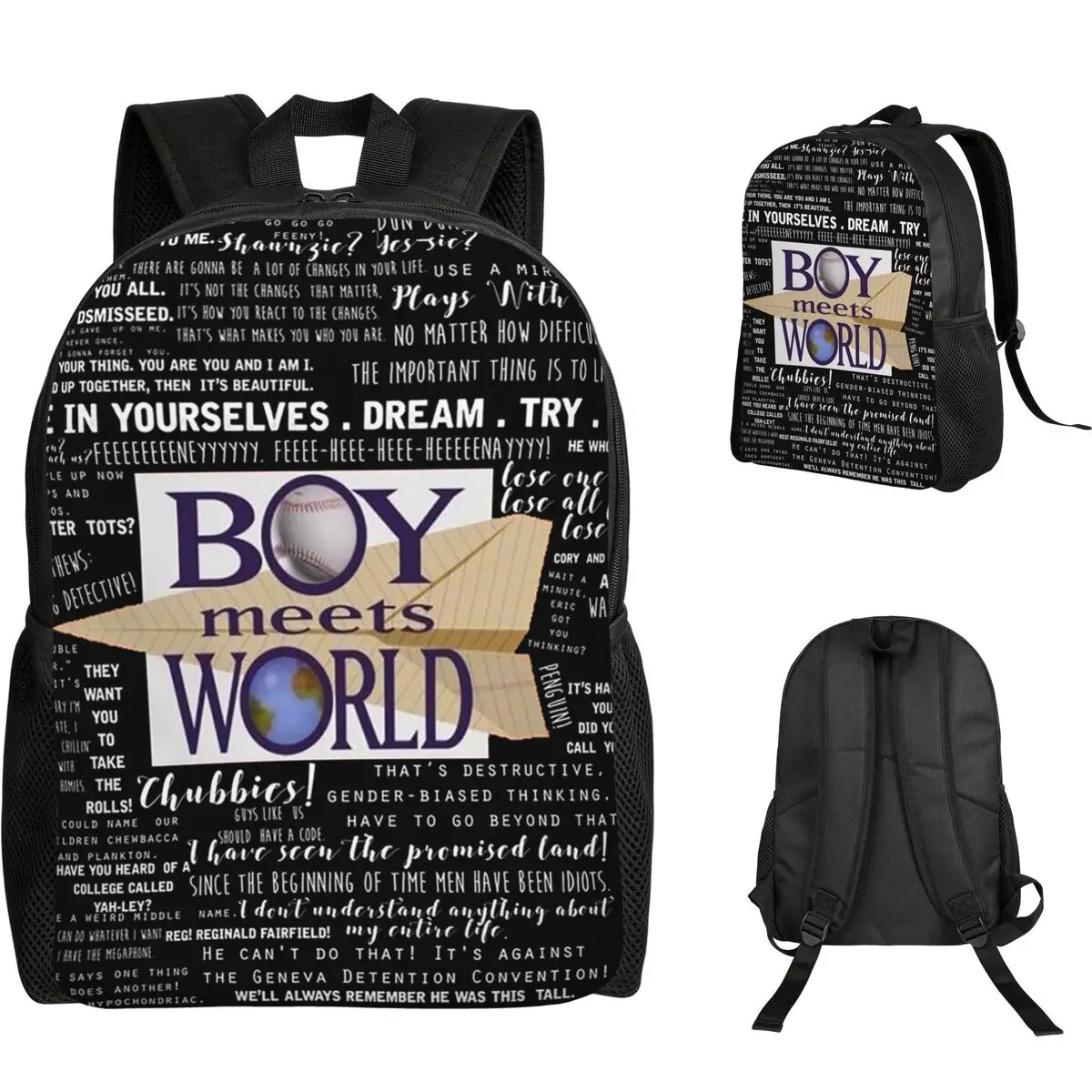 

Boy Meets World Memorable Quotes Student Backpack School Bag Hiking Travel Daypack for Men Women Fashion Bookbag Shoulder Bags