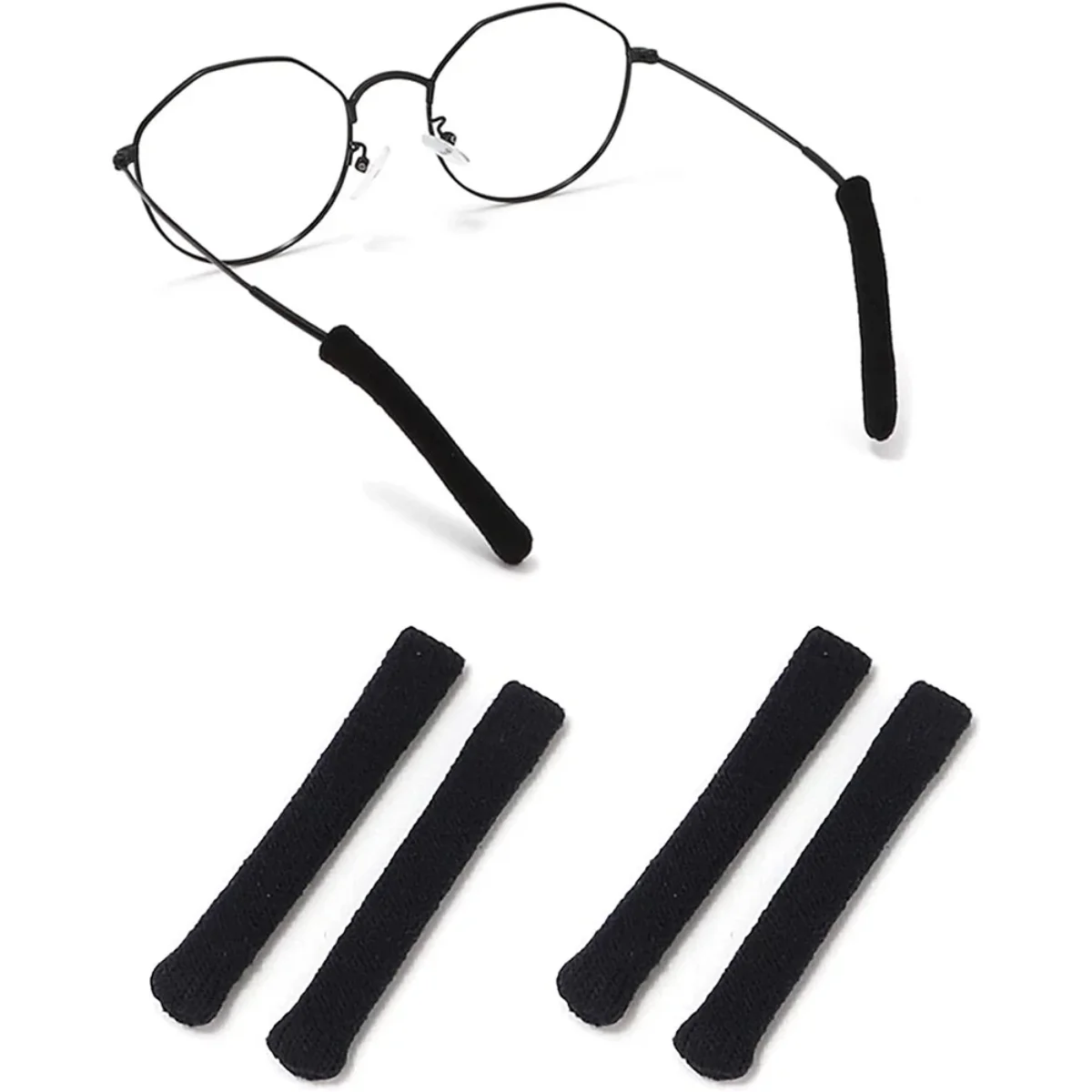 1Pair Anti-Slip Eyeglass End Temple Tips Soft Cotton Fabric Frame Leg Glasses Retainer Cushion Ear Sock Sleeve Comfort Eyewear