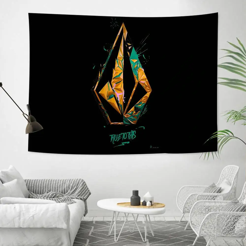 V-Volcoms LOGO Anime Tapestry Hanging Tarot Hippie Wall Rugs Dorm Wall Hanging Sheets
