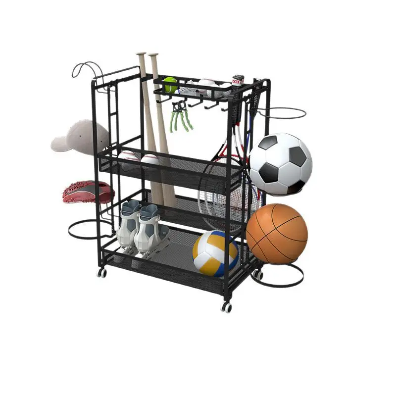 

Basketball storage rack, removable trolley, badminton racket tennis rack