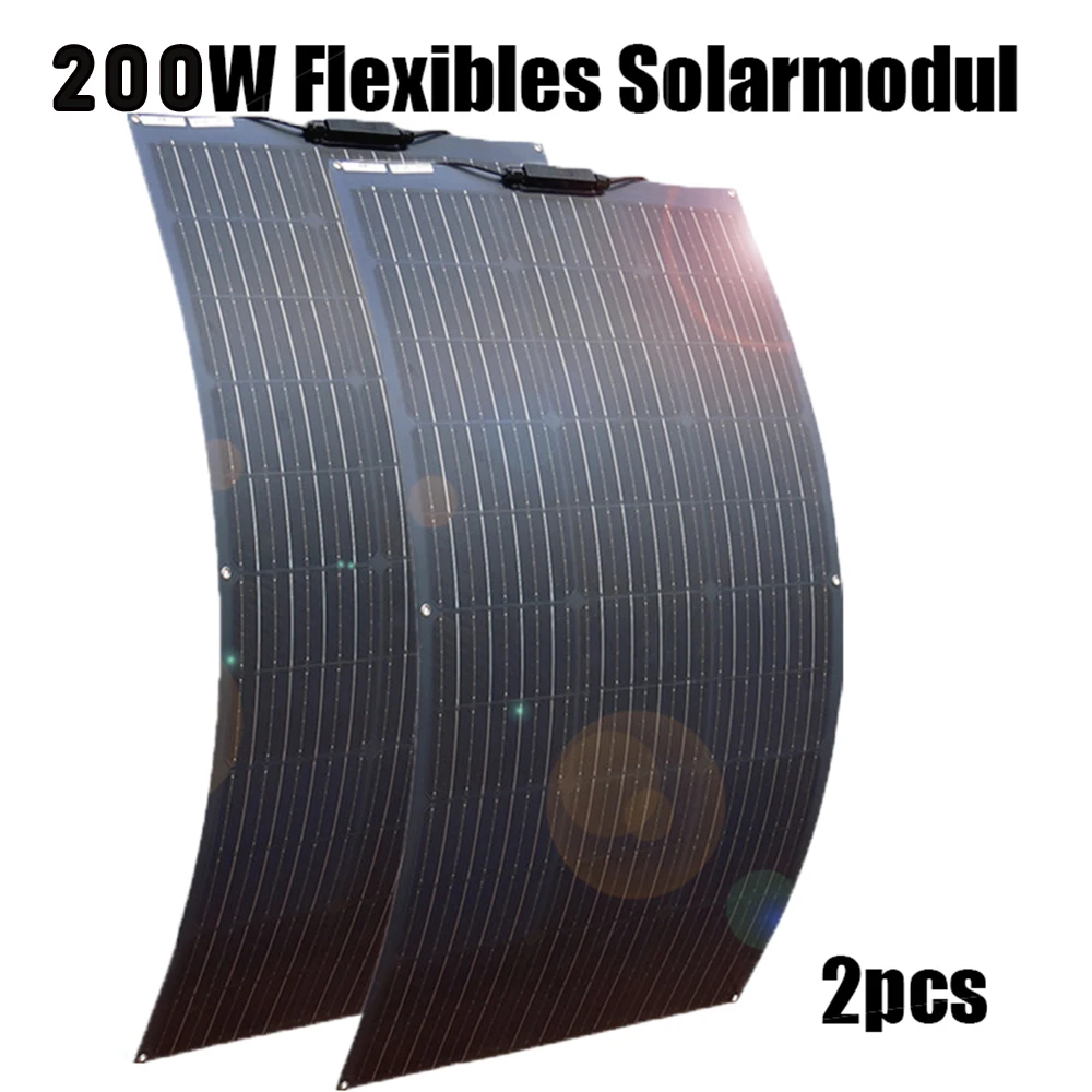 WUZECK Flexible Solar Panel 200W OR 12V Solar Panel Kit 2pcs 100W Monocrystalline 12 V 24V controller Solar cable PV cell 200 W