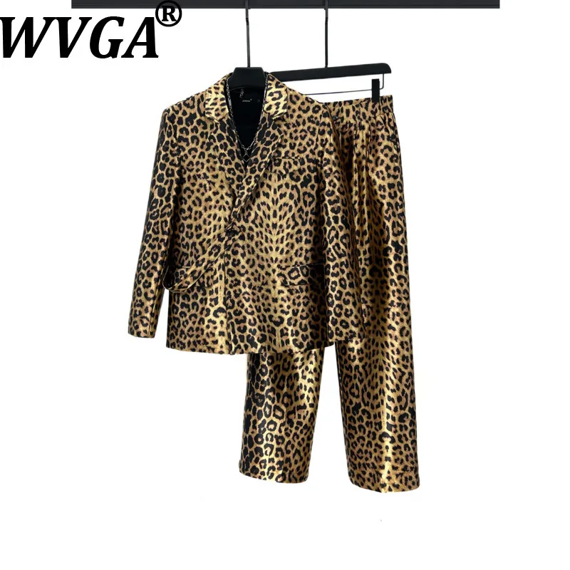 

WVGA Новый мужской весенне-осенний модный пиджак с отложным воротником и принтом, нишевый шикарный повседневный прямой костюм, брюки, комплект из двух предметов, Ins W18312