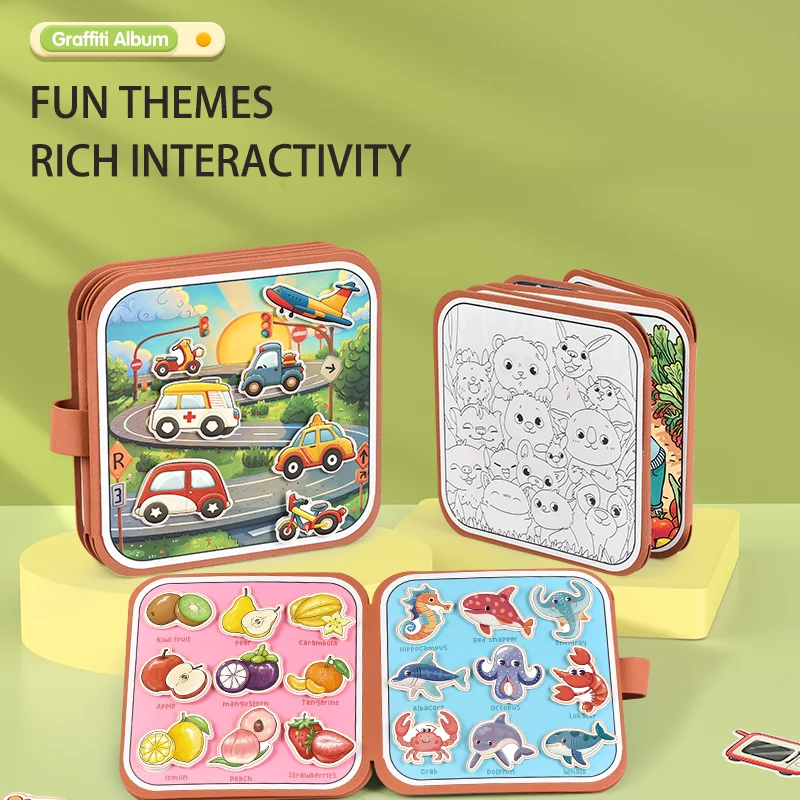 2-w-1 Książeczka do rysowania wodą dla dzieci i książeczka z kartkami do odrywania: Rysuj wodą, kreatywny prezent-zabawka do malowania dla niemowląt