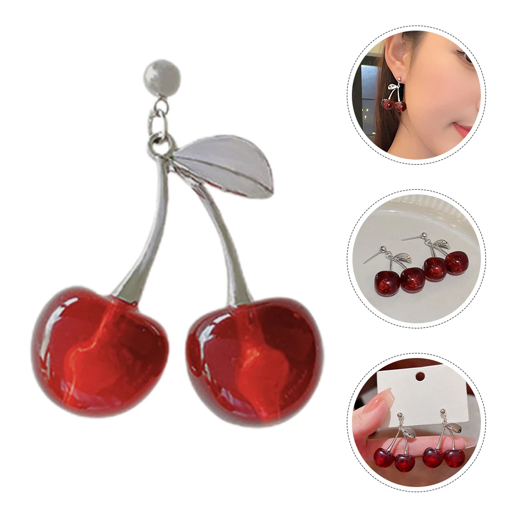 زوجان من أقراط الكرز على شكل قطرة فواكه مصنوعة من خليط معدني لطيف متدلي للنساء مواد موثوقة وإكسسوارات عصرية يابانية حلوة تدوم طويلاً