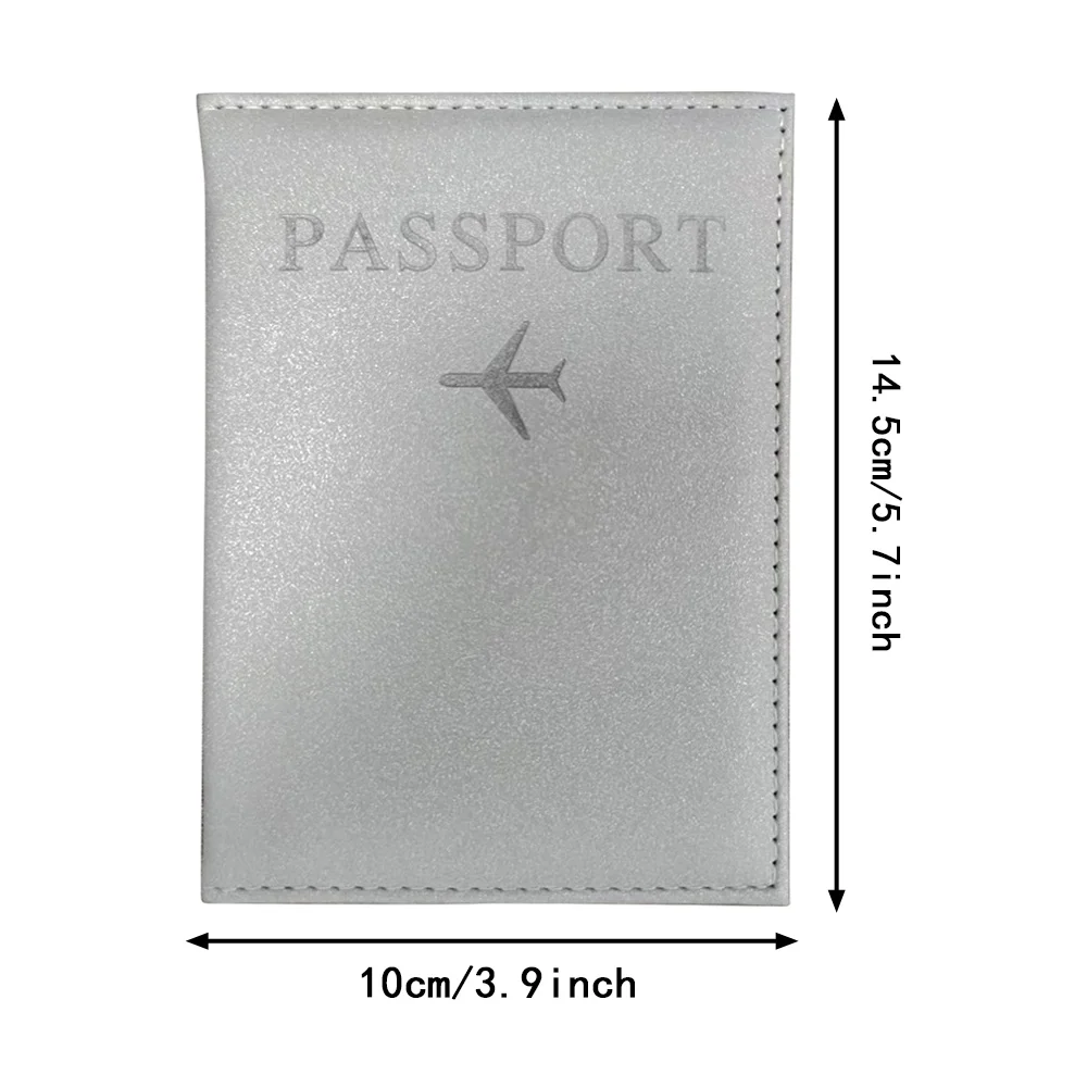Soporte para pasaporte de PU, fundas para boletos de Color plateado, estampado de oso, serie de letras, identificación, tarjetero, funda, accesorios