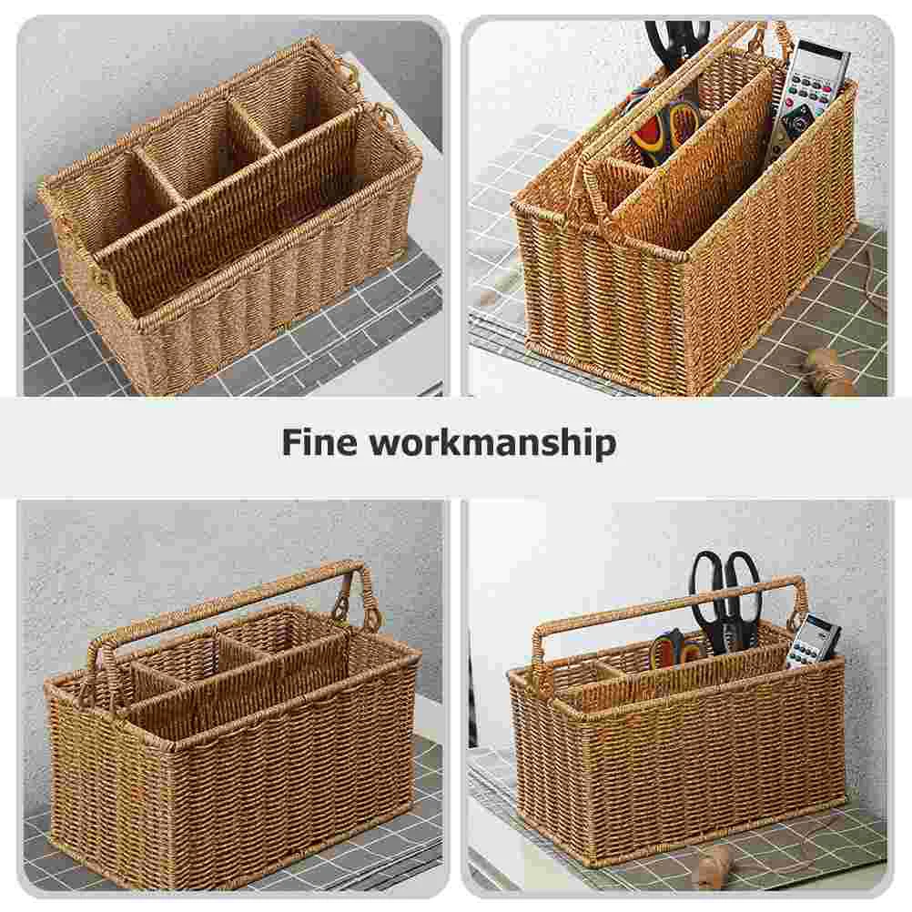 Dresser Decor Tool Basket Woven Imitation Rattan Storage Decorative Desktop 3000X1700X1500CM Baskets Khaki Bins