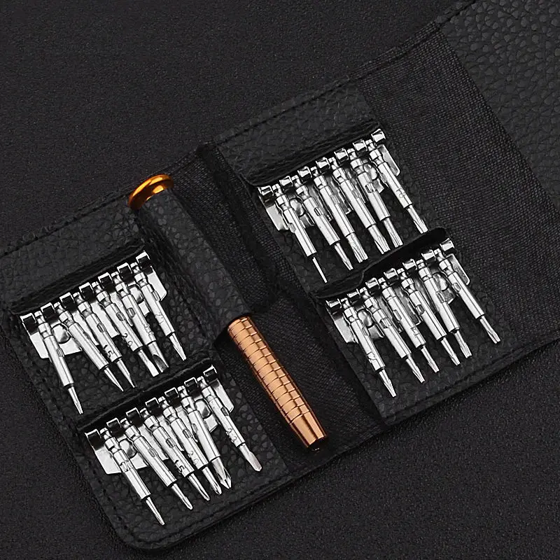 25 IN 1 Mini Precision Screwdriver Set Bag Magnetic Handle Multi Bits Kit Pocket Carry Repair Tool for iPhone Phone Watch Clock