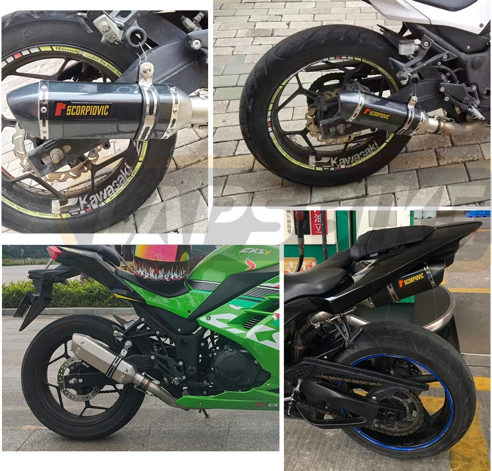 51MM Exhaust System Muffler Tailpipe Rear Pipe Universal Pipe With DB Killer 300/370/470mm For Z900 Ninja400 R3 TNT600 MT07 GY6