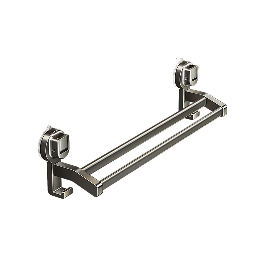 

30/40/50CM Aluminum Towel Rack Strong Load-bearing with Hook Suction Cup Towel Rack Grey Anti-Fall Double Pole Rack Bathroom