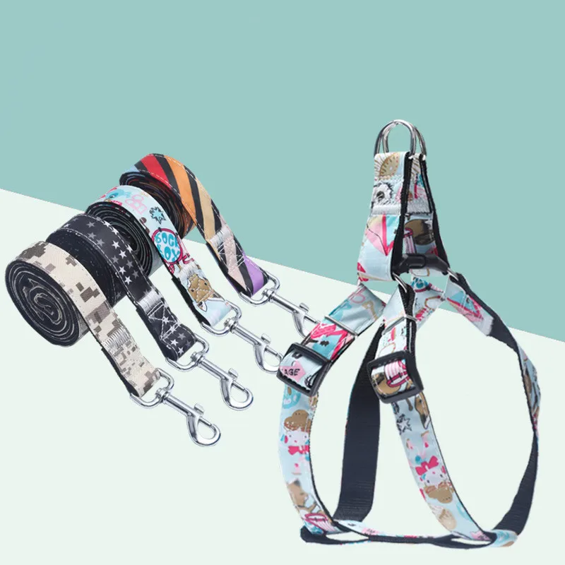 Pet Dog Leash Harness Set, Adjustable Vest Harness Soft Padded Safety Leads for Small Medium Dog Puppy Training Walking Running