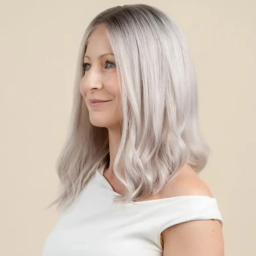 Cool Silver Blonde Wig for Women Synthetic Short Bob Hair Realistic Look Wig w Soft Roots Cosplay Daily Use 13x4 Lace Front Wig