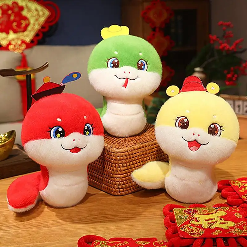 2025 Year of the Snake Mascot Doll Cartoon Chinese Mascot Snake Stuffed Doll Zodiac Snake Doll Fortune Snake Gift Plush Toy