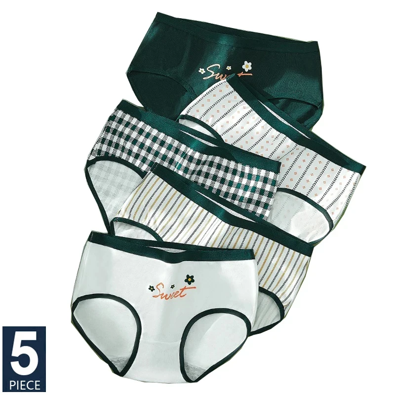5Pcs Cotton Women\'s Panties Breathable Underwear Cute Print Soft Girls Briefs Fashion Underpants Sexy Low Waist Female Lingerie