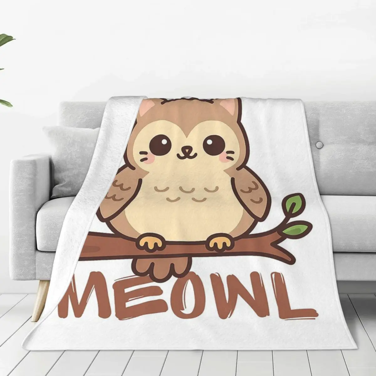 Fun Meowl Funny Cat Owl Meme Blankets Soft Warm Flannel Throw Blanket Bedding for Bed Living room Picnic Travel Home Couch