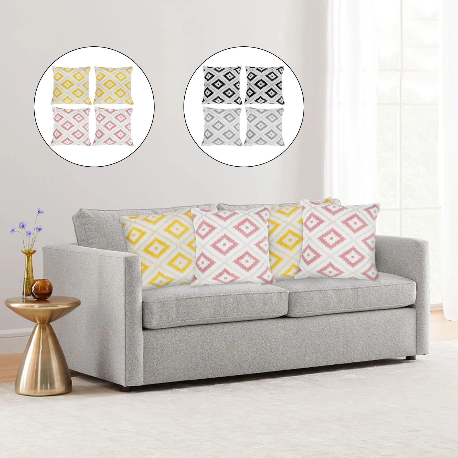 

4Pcs Throw Pillow Covers Breathable Plush Cushion Cover Decorative Square Cushion Cases Soft Comfortable Machine Washable Pillow