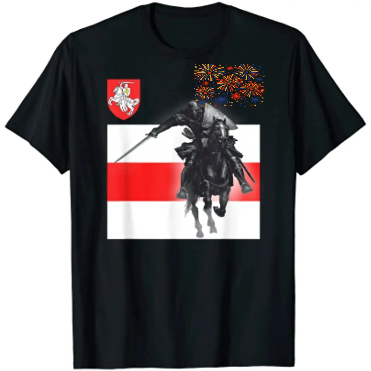 Belarus Knight Coat of Arms Pogonia Pogonya Pahonya T-Shirt 100% Cotton O-Neck Short Sleeve Casual Mens T-shirt Size S-3XL