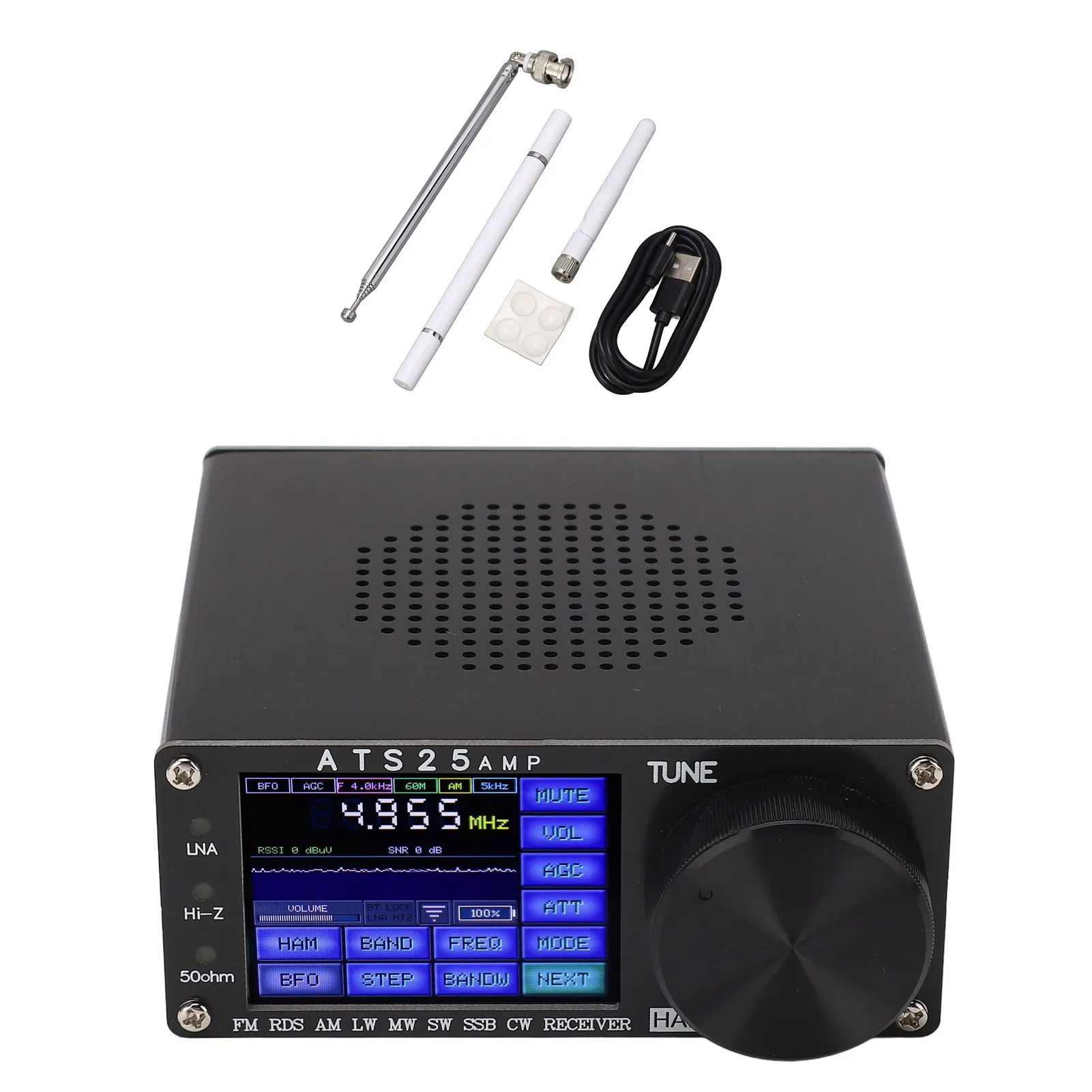  Full Band Receiver ATS25‑AMP RDS Radio Receiver with Frequency Spectrum Scanning Latest Firmware Version 4.17