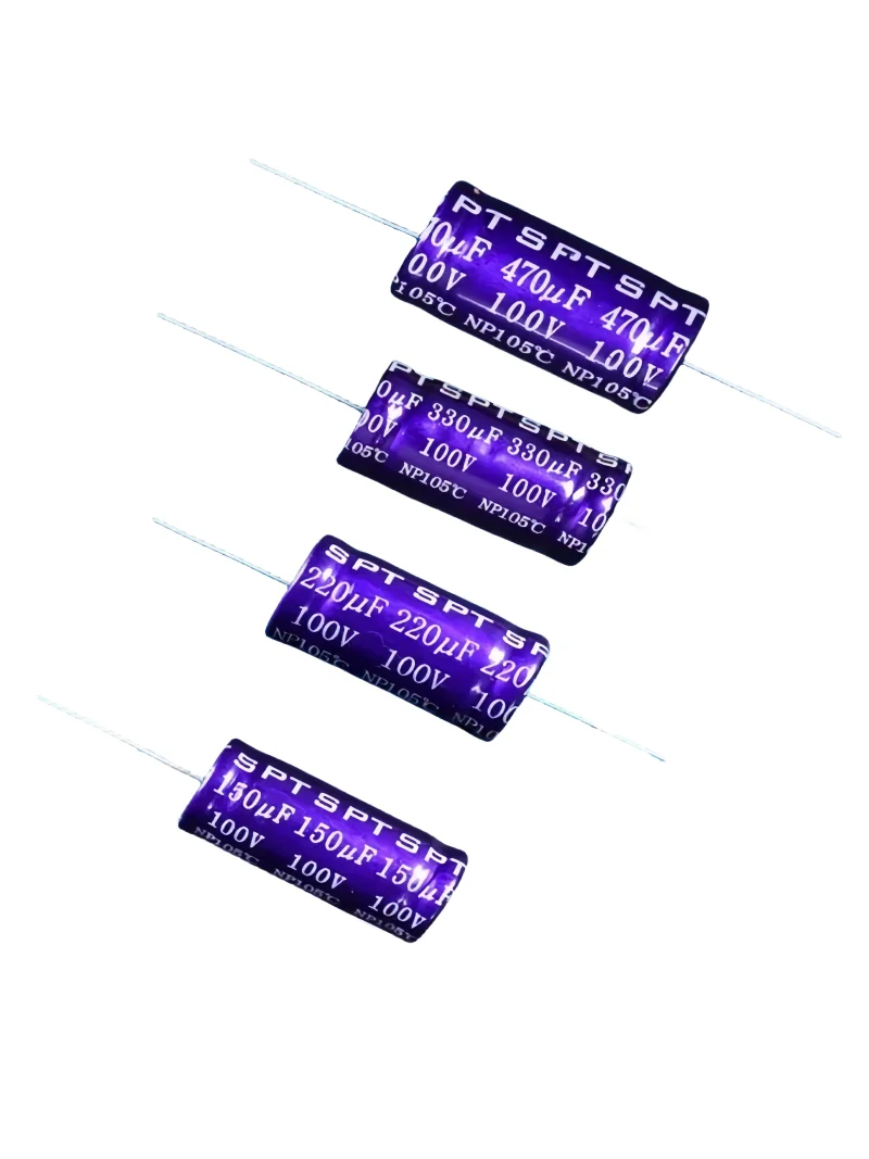 2 szt. SPT bezstopniowy dzielnik częstotliwości osiowy kondensator elektrolityczny 56/68/100/120/150/220/330/470UF 100V — zdjęcie produktu 3