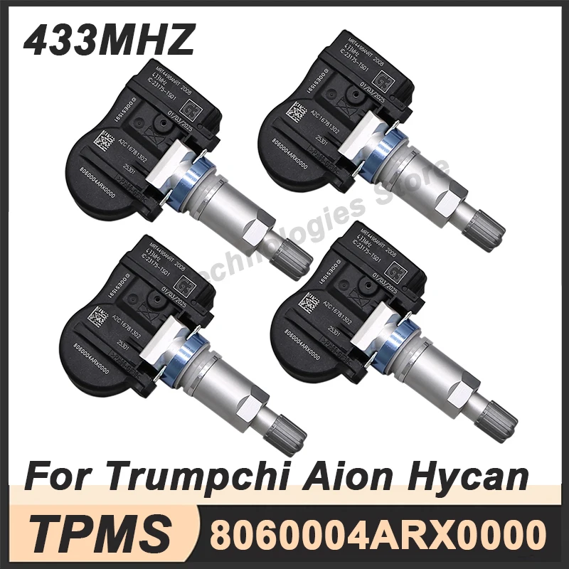 

4PCS Tire Pressure Sensor TPMS Sensor for Trumpchi E8 E9 GA6 GA8 GS4 GS5 GS8 Aion HYPTEC S V Y PLUS 433MHz 8060004ARX0000