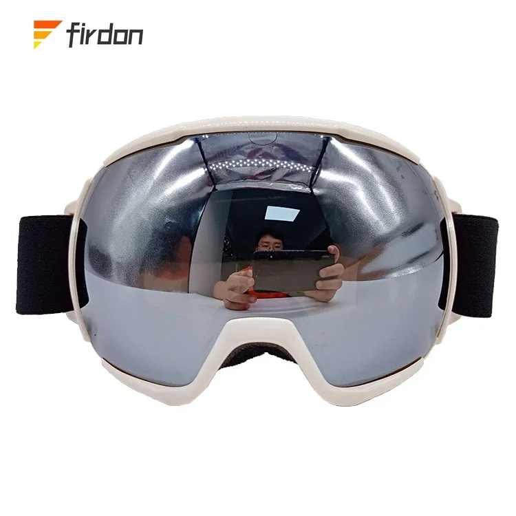 

Custom cheap best white anti fog spherical polarized ski goggles