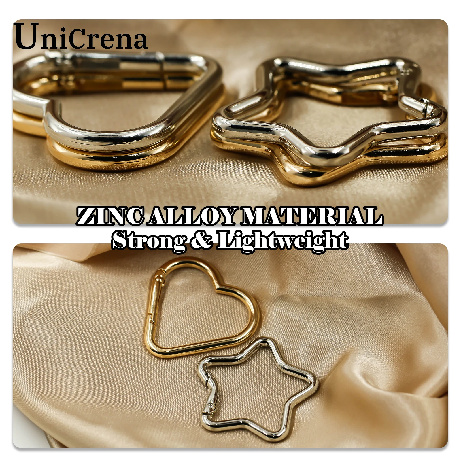 Unicrena Herzkarabiner 4 Stück, Federhaken für Schlüsselanhänger, Karabinerring für Rucksack, Schlüssel, Reisen, Camping und Großhandelslieferungen – Detail 1