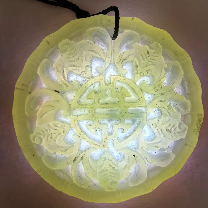 Green Jade Happiness, Position and Longevity Amulet Pendant 223