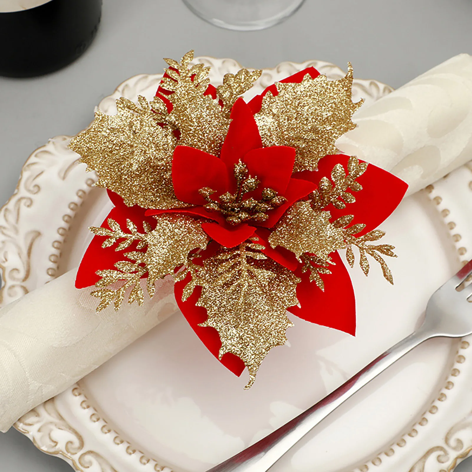 

1Pc Napkin Ring Artificial Pine Cone Christmas Party Decorations for Home Dinner Party Napkin Holder Christmas Table Decor