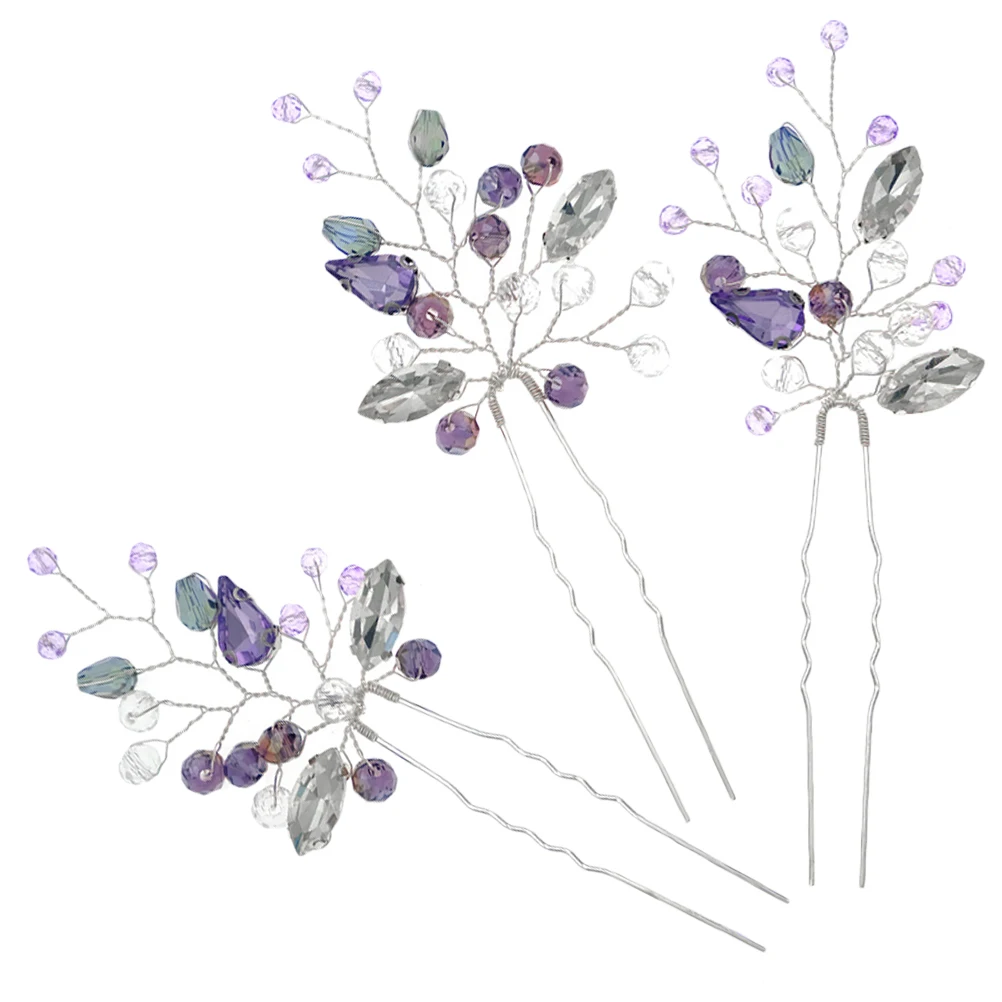 

3pcs Hairpin Set Rhinestone Wedding Hair Accessories Elegant Bride Prom Hairpins Shining Hair Accessories Clips
