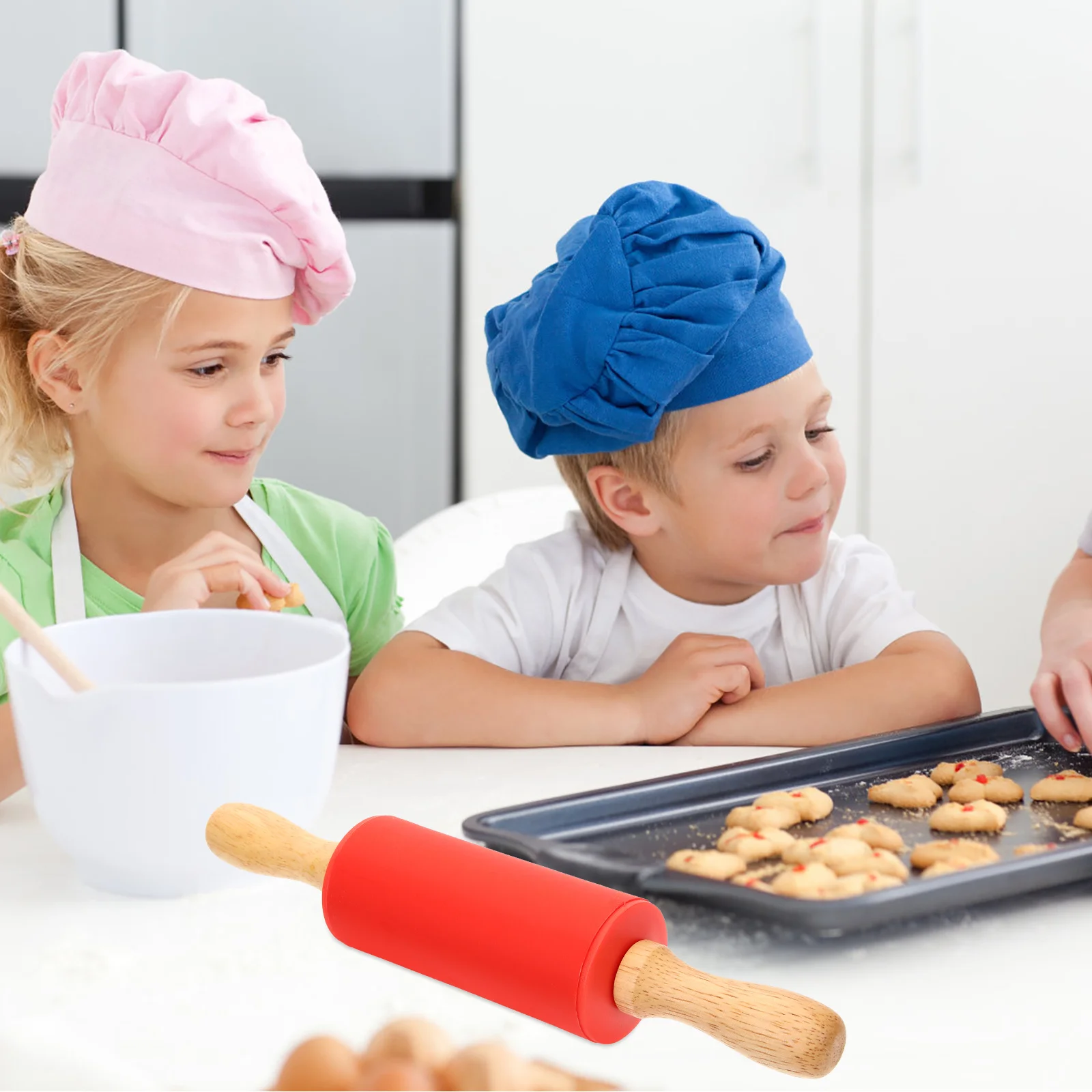 

5Pcs Wooden Dough Rolling Pin Small Size Baking Roller for Pastry Noodles Pizza Kitchen Tool Rolling Pin Kids Pretend Toy