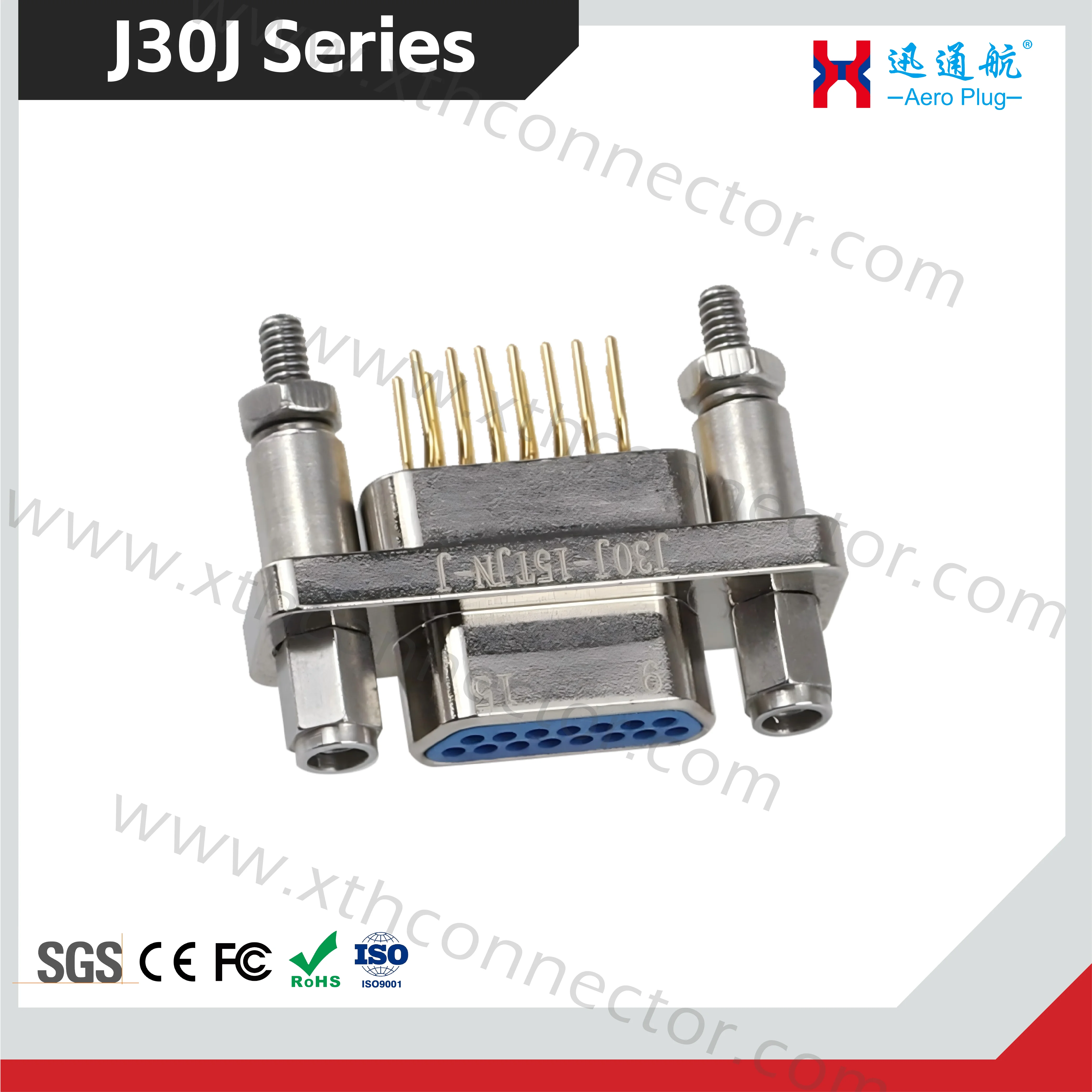J30J Rectangular Connector PCB J30J-9/15/21/37TJN-J ZKN-J micro D-Type Connector 38513 Male and Female Heads Inserted Vertically